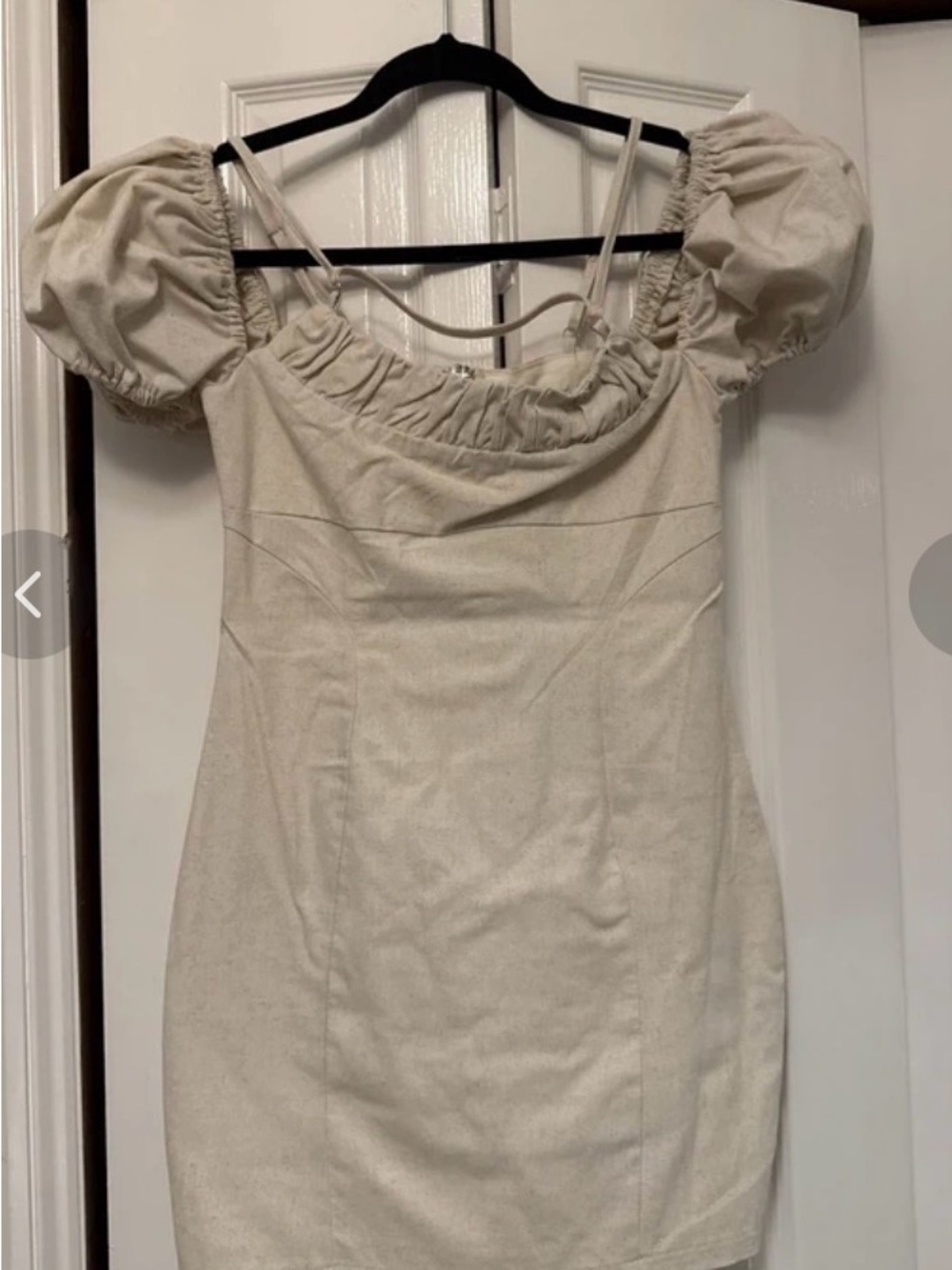 Club L London Cream Puff-Sleeve Mini Dress
